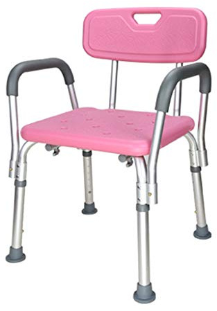 Silla de ducha rosa para mujeres embarazadas y personas mayores, taburete de baño antideslizante con mango de seguridad y respaldo, ideal para personas mayores y discapacitadas, uso en la bañera