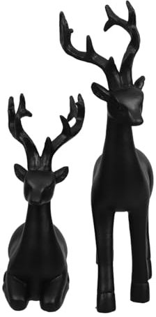 EXQUIMEUBLE 2pezzi Statua in Resina Nera Statuette Decorative Scaffale Centrotavola Scrivania Giardino Festa Decorazione Arredamento