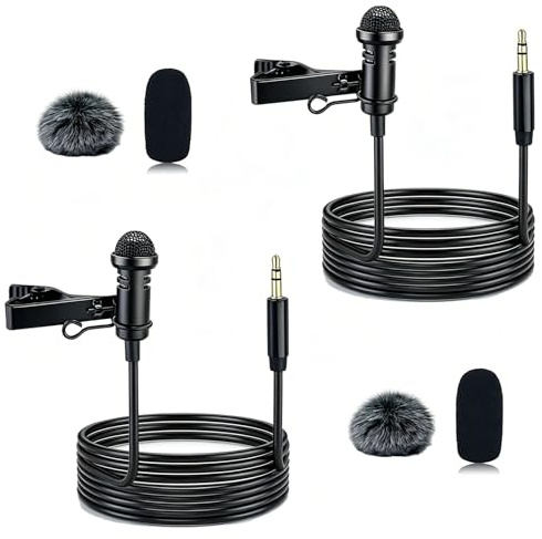 SEYUGOPTI Set med 2 Lavalier Mikrofoner, Professionell Plug-in Mikrofon Kompatibel med DJI Mic 1/2, Rundstrålande 3,5mm TRS för YouTube, Streaming och Vloggning