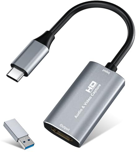 VIXLW Carte de capture vidéo 4K USB 3.0 HDMI vers USB C, 1080p 60 fps carte de capture pour streaming, jeux, enregistrement vidéo compatible avec Switch, Xbox, PS4, OBS, Windows, Mac OS, Zoom (argent)