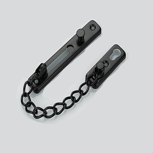 elzle Chaîne de Sécurité pour Porte avec Mécanisme à Ressort, 4 Vis pour Installation Facile, Chaîne de Sûreté Robuste pour Plus de Sécurité à la Maison, à l'Hôtel et en Appartement (Noir)