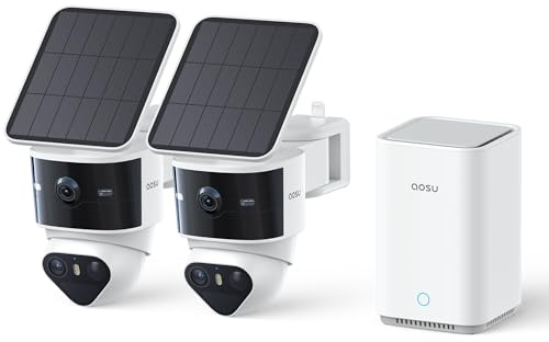 aosu T2 Pro 3K Caméra de sécurité extérieure Solaire sans Fil Kit 2 Caméras
