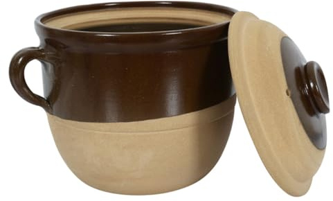 DOITOOL Olla de Barro de Loza Resistente a Altas Temperaturas Doble Asa de 2l Cazuela para Guisar y Transferencia de Calor Adecuado para Cocina Casera