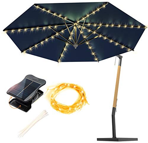 ANGMLN 1 Pack Patio Umbrella Lights Solar Powered Outdoor 8 Modes 112 LED Parasol String Light Waterproof Umbrella Pole Solar Lights for Patio Camping Tents