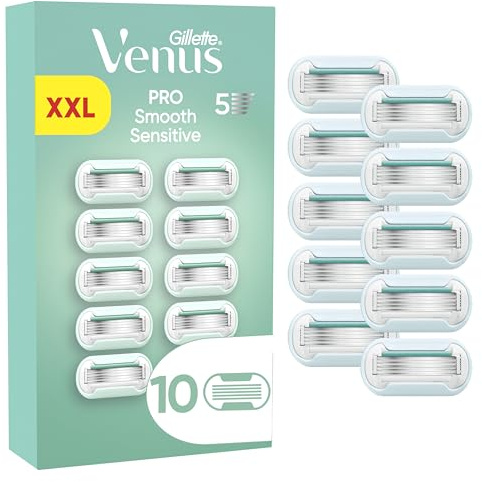Gillette Venus Pro Smooth Sensitive Rasierklingen Damen, 10 Original Ersatzklingen für Damenrasierer, Nassrasierer für Empfindliche Haut