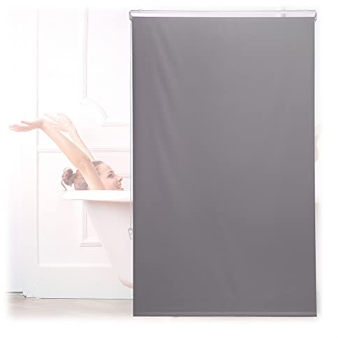 relaxdays Store de Baignoire, 100x240 cm, Rideau de Douche Hydrofuge, Plafond & fenêtre, Pare-Bain, Salle de Bain, Gris
