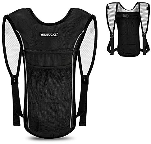 AIDBUCKS Ultraleicht Hydration Rucksack Trinkrucksack Nur 200g Leichter Laufrucksack Wasser Trailrunning Rucksäcke Trinkweste Laufenweste im Freien Sportrucksack Outdoor Fahrradrucksack - Schwarz