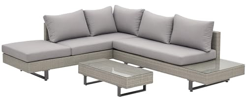 Outsunny Set Giardino Esterno, Salotto da Giardino, Set Divani da Esterno con Tavolino da Giardino, Mobili da Giardino in Rattan Grigio