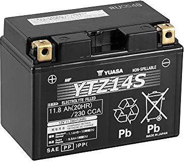 Yuasa YTZ14S AGM Motorradbatterie, wartungsfrei, 12 V, 11,2 Ah, Maße: 150 x 87 x 110 mm, kompatibel mit NORTON Commando 961 960 2012