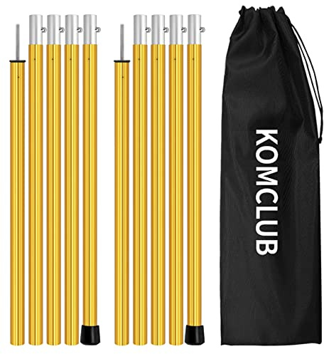 KOMCLUB Poteaux de Tente télescopiques en Aluminium, légers, réglables et de Rechange pour Sports de Plein air et Camping, 1,9 m