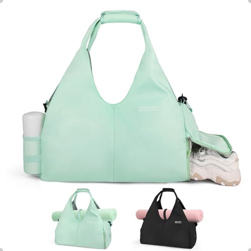 KYYLZ Sporttasche Damen Yogatasche Groß,Sporttasche Reisetasche mit Schuhfach,Wasserdicht Tragetasche für Yogamatten,Schwimmtasche Sport Gym Yoga Bag für Yogamatten & Yoga-Zubehör für Damen Grün