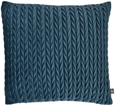 Laurence Llewelyn-Bowen Amory Cushion – Teal Velvet Plaited Design – 43 x 43cm Soft Touch Decorative Pillow with Filling – Crochet-Style Accent Cushion for Sofa, Bed & Home Decor