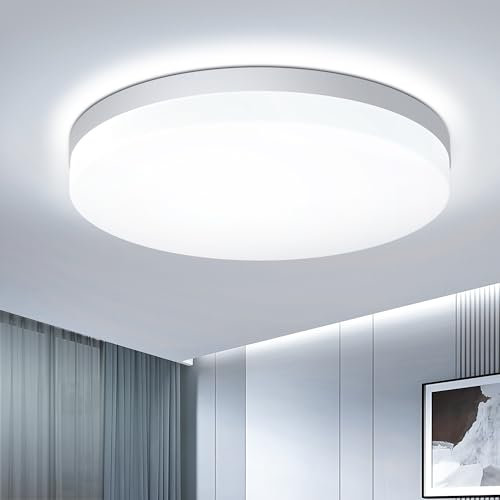 EASY EAGLE Plafoniera LED Soffitto 48W, Lampada da Soffitto LED 6500K 4800LM Plafoniera Bagno Rotonda Ø30CM Plafoniere da Ufficio Luce Soffitto per Camera da Letto, Cucina, Soggiorno, Balcone