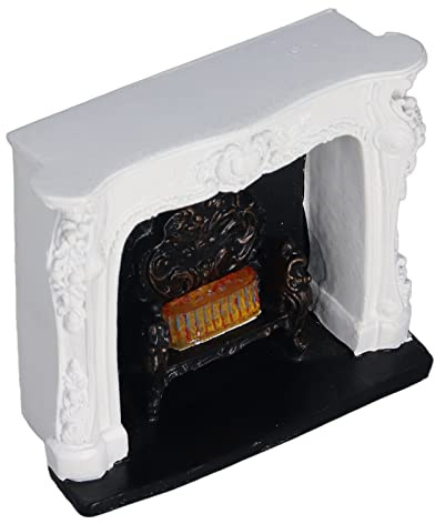 Cheminée LED pour Maison de Poupée Simple et à la Mode, Style Rococo, Contrôlée par Interrupteur, Portable, en Résine, Meuble Miniature 1:12, Accessoire pour Maison de Poupée