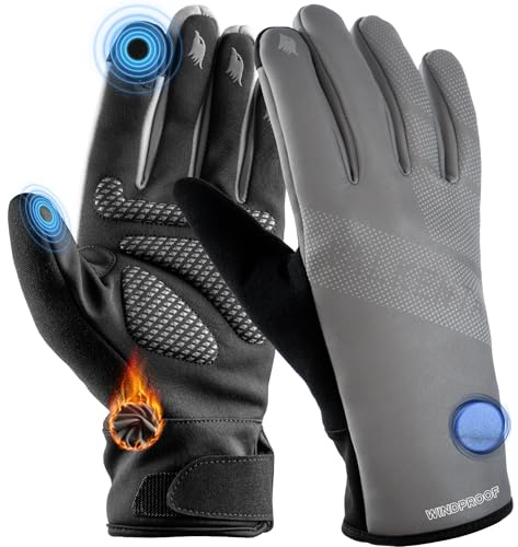 Valkental® Winddichte Fahrradhandschuhe - Gepolstert & Griffig | Winterhandschuhe & Übergangshandschuhe [Herren & Damen] mit Touchscreen Funktion - GloRider V2