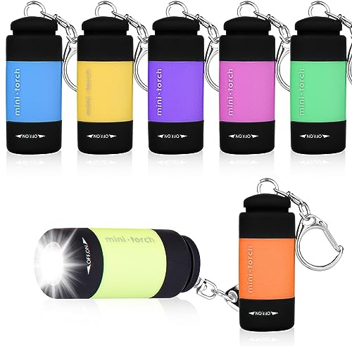 GAOUTO Lot de 6 mini lampes de poche LED, lampe de poche USB rechargeable IPX8, petites lampes de poche étanches avec porte-clés, lampes de poche pour enfants pour camping, barbecue, extérieur