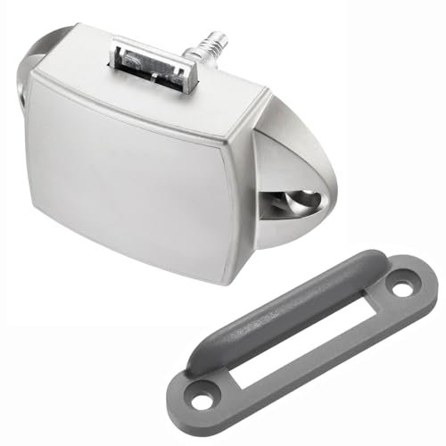 SOTECH Push-Lock cerradura de superficie 77 x 44,5 x 21 mm aspecto acero inoxidable, cerradura de mueble para barcos y caravanas