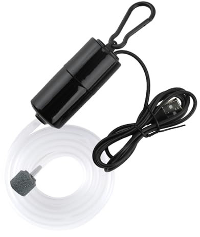 Mini USB Aquarium Air Pump, Ultra Silent Portable Fish Tank Oxygen Pump, 1W Energy-Saving Air Aerator with Air Stone and Silicone Tube, Ideal for Small Aquariums, Ponds,and Outdoor Fish Transportation