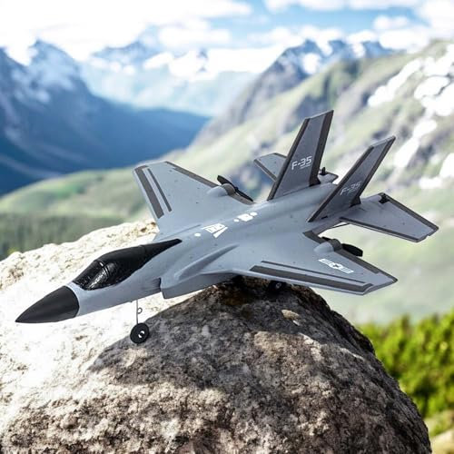 RC ferngesteuerter 3-Kanal F-35 Kampf-Jet mit Fernsteuerung, Akku und Achsen-Gyro Stabilisator im F-35 Jäger Design für Kinder, Erwachsene, Anfänger und Profis, 3-CH RTF Modellbau Flieger, Spielzeug