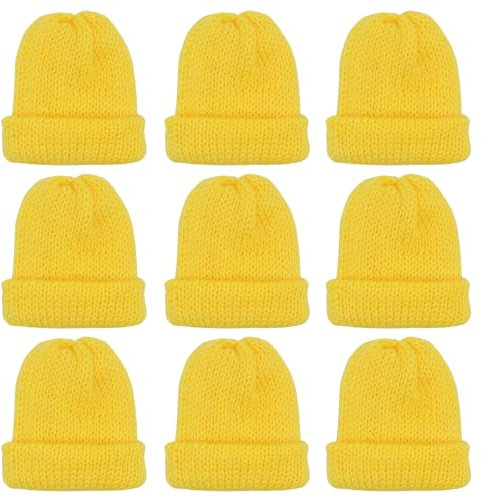 QMofeixiaodianQ 9 Stück Set Eierwärmer-Strickmütze,Eierwärmer, Eierwärmer Weihnachten, Eiwärmer aus Strick, Gestrickte Eierwärmermützen für Frühstückseier, Brunch-Tischdekoration(Gelb)