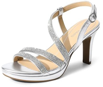 DREAM PAIRS Women's Platform Strappy Heels High Heeled Sandals Open Toe Comfortable Dressy Shoes with Adjustable Ankle Strap,Size 7,Silver,DWUMHS2557