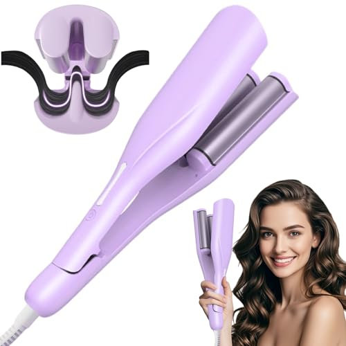 Sadodo UK-STECKER 36mm Welleneisen Lockenstab,Kreppeisen Haar Cremper,Große Wellen Locken,Wasserwellen,Mermaid Waves,Französischer French Wave Lockeneisen Wellen Eisen für Lange/Kurze Haare