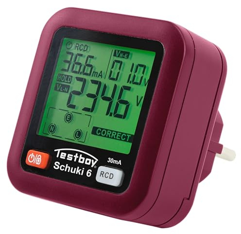 Testboy Testavit Schuki 6 uttagstestare, testning av anslutnings- eller ledningsfel (2,0-tums LC-display, enkel användning, snabb och säker testning, uttagstestare)