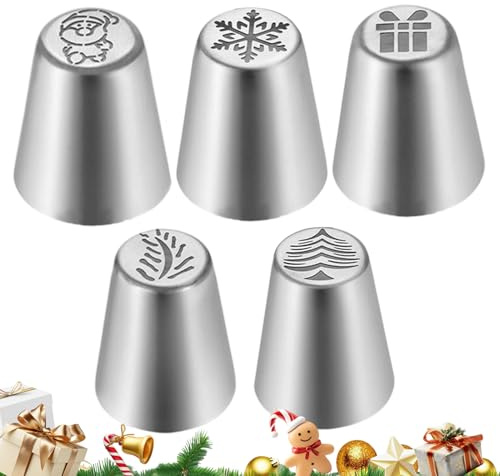 Laghetti per Decorare Torte 5 Pezzi Set Punte da Piping Natale per