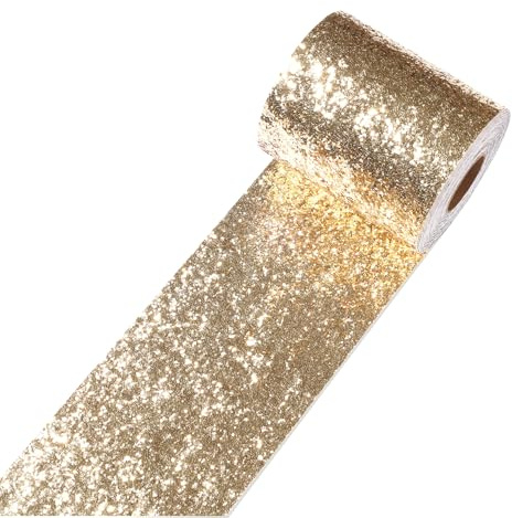 Decotalk Champagne Bordo Adesivo Per Mobili Cornice Dello Specchio Glitterato 10X600cm Bordo Per Carta da Parati Champagne Autoadesivo Pellicola Adesiva Rimovibile Per Parete Bagno Camera da Letto