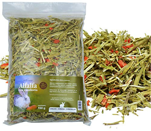 FINCA CASAREJO HENO para Conejos - Alfalfa con Zanahoria - Bolsa 600g - Alimento complementario para Conejos, cobayas y Chinchillas (1 Unidad)