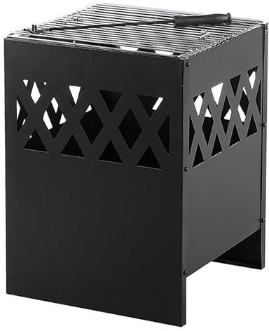 Pozo de fuego chimenea de acero negro cuadrado para jardín Shiga