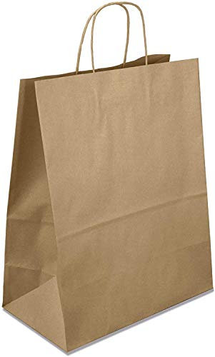 Netuno 20 Stück Braun Papiertüten mit Henkel 32 x 40 x 12 cm Papiertragetasche mit Griff Geschenktüte Kraftpapiertüte Einkaufstasche aus Kraftpapier Einkaufstüte Papier Tasche Geschenkbeutel groß