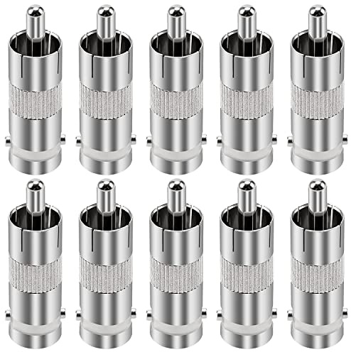 KUOQIY Adattatore BNC Femmina a RCA Maschio, 10 Pezzi, Connettore CCTV BNC Coassiale Video a RCA Fono