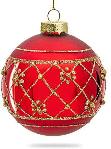 Sikora Highlights 4er Set ausgefallene Christbaumkugeln aus Glas Rot 8cm, Farbe/Modell:Modell Wien rot, Höhe in cm:8 cm