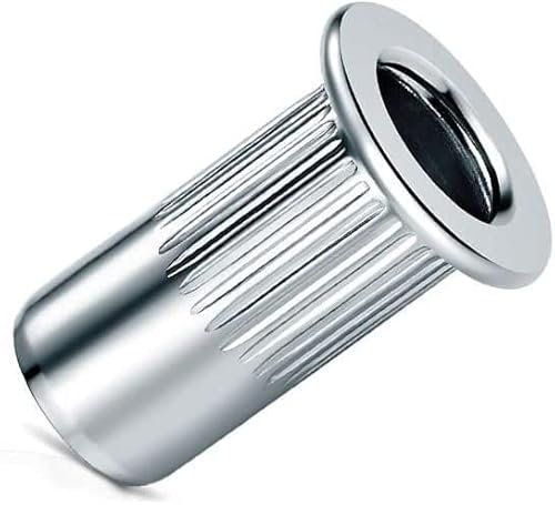 M8 Dadi per rivetti ciechi, corpo tondo scanalato con testa bombata Inserto filettato aperto, 8mm Nutsert, Rivsert zigrinato in acciaio zincato, Rivsert per acciaio, lega, rame, plastica (25 pezzi)