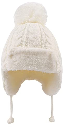 XIAOHAWANG Tricoté Hiver Bébé Bonnet Mignon Fille Garçon Chapeau Chaud Oreillette Enfant Bonnets 0-5ans (Blanc,2 à 8 Ans)