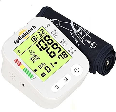 Blood Pressure Monitor with Pulse Rate Detection - Large LCD Display - Includes BP Cuff Kit for Arm Circumference of 22-32cm - Accurate Blood Pressure Monitors for Home Use (White)