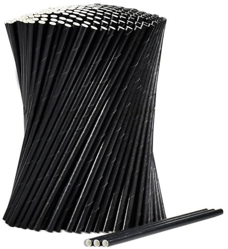 Lot de 1000 pailles en papier biodégradables pour cocktail Noir 19,7 cm x 0,6 cm Pour bars et restaurants