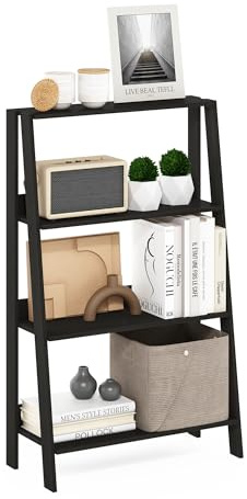 Furinno Ladder Estantería De 4 Niveles para Libros, De Almacenamiento Tipo Escalera, para Organización En Sala De Estar U Oficina En Casa, Color Espresso