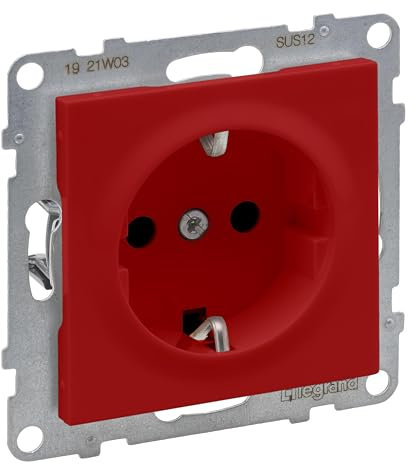 LEGRAND, SEANO Schutzkontakt-Steckdose mit erhöhtem Berührungsschutz, Anschlussdose, Steckklemmen, 16 A, 250 V, Farbe: Rot, 765122