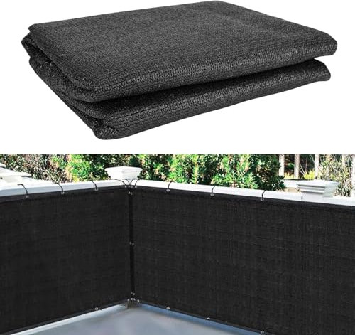 ALLOMN Pantalla de privacidad para balcón, cortavientos, color negro, resistente a la intemperie, protector de privacidad con bridas para cables, para invernadero, jardín, valla y balcón, 0,9 x 5 m