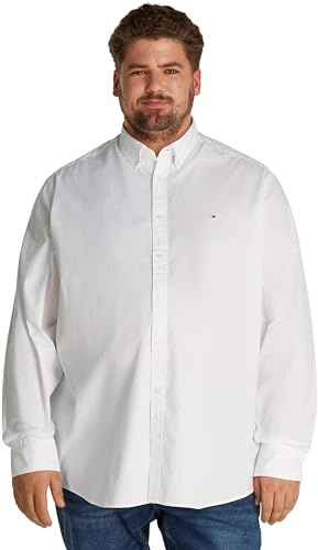 Tommy Hilfiger Uomo Camicia Flex Poplin Solid Regular Fit, Bianco (White), XXL
