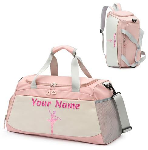 Sac de Yoga de Danse Personnalisé pour,Sac de Voyage Personnalisé avec Nom | avec Compartiment à Chaussures et Poche Sèche et Humide - Sangle Réglable - Sac Fourre-Tout/Sac à dos à Double Usage
