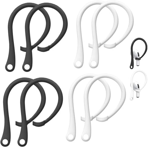 JJiaoLinin Ganchos para Los Oídos Antipérdida, 4 Pares Ganchos de Silicona Seguros para Las Orejas Compatibles con 3 & 2 & 1 & Pro EarHooks para Auriculares para Actividades Deportivas