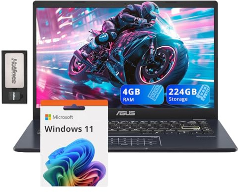 ASUS 14 FHD Laptop, Intel Pentium N6000 Processor, 4GB RAM, 224GB Storage(64GB eMMC+160GB Docking Station Set), Intel UHD Graphics, Webcam, Bluetooth, Win 11, Star Black