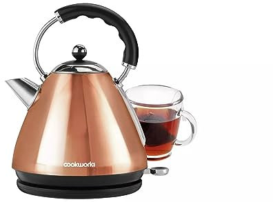 Pyramid Electric Kettle, Copper and Black, Traditional Design