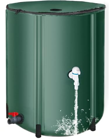 Tragbares Regentonne mit Skala – Regenwassersammler | Faltbarer Wasserspeicher | Regenwassersammelfass | 26 Gallonen PVC Faltbares Regensammelfass | Tragbarer Regenwassersammler