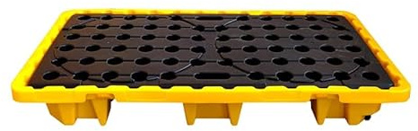 Vassoio per secchi di Vernice Industriale e Pallet per fuoriuscite di fusti per impieghi gravosi, Piattaforma di contenimento modulare per Olio per fabbriche, Garage e cucine (Giallo - 2 pez