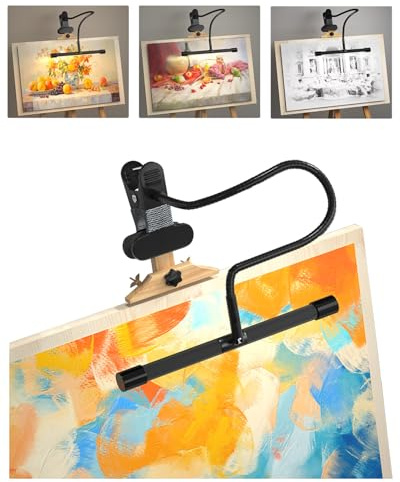 Lámpara de Caballete para Pintar, Lámpara Pinza con 3 Temperaturas de Color y 10 Niveles de Brillo, Lampara de Lectura para Cama, Flexible y con USB(Adaptador No Incluido)