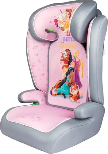 Tataway Disney Princesses i-Size R129, silla de coche para niños de 15 a 36 kg (3,5 a 12 años), 100 a 150 cm, grupo 2/3, se instala con cinturón de 3 puntos, rosa